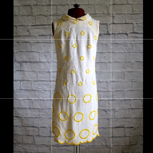 Vintage Yellow Circle 60s Dress - Picture 2 of 5